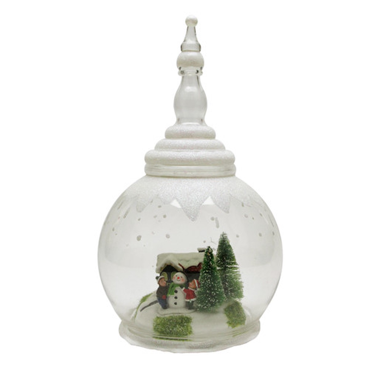 11.5″ Clear and White LED Lighted Snowman Winter Scene Christmas Tabletop Decor
