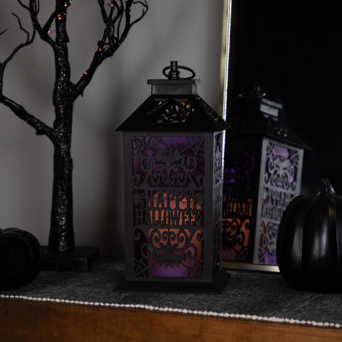 11″ LED Lighted Bats “Happy Halloween” Candle Lantern