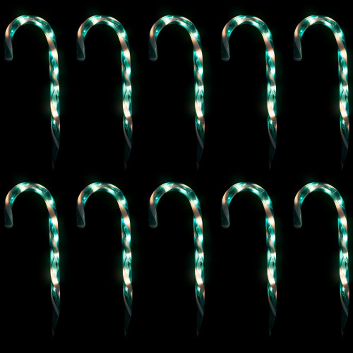 12″ Lighted Outdoor Candy Cane Christmas Pathway Markers – Green – Set of 10