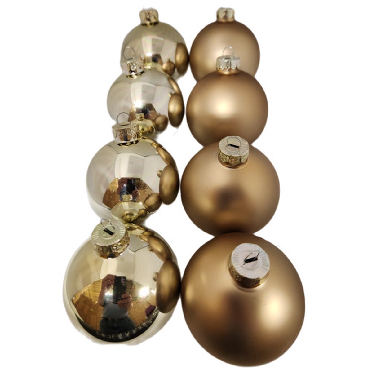 2-Finish Glass Christmas Ball Ornaments – 3.25″ (80mm) – Gold – 8ct