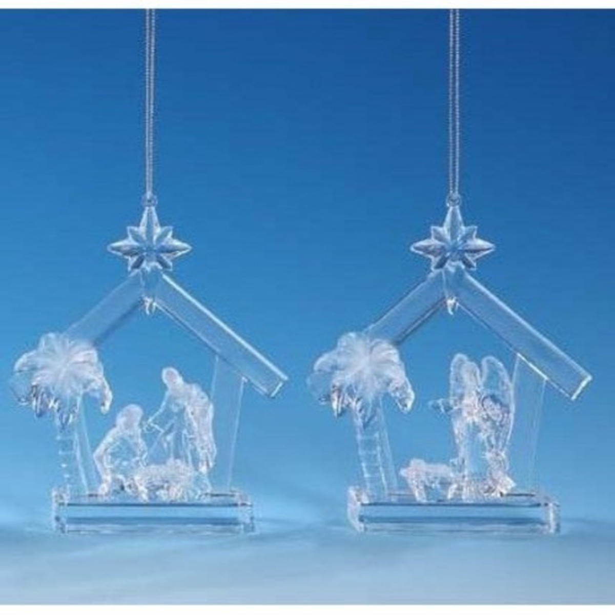 Icy Crystal Nativity Stable Christmas Ornaments – 5″ – Set of 4