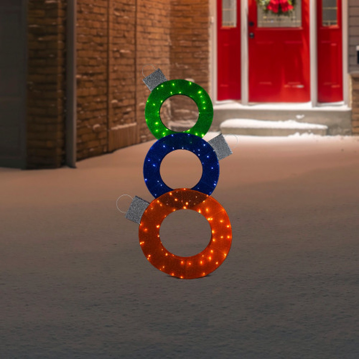 Lighted Stacked Ornaments Outdoor Christmas Yard Decoration – 31.5″