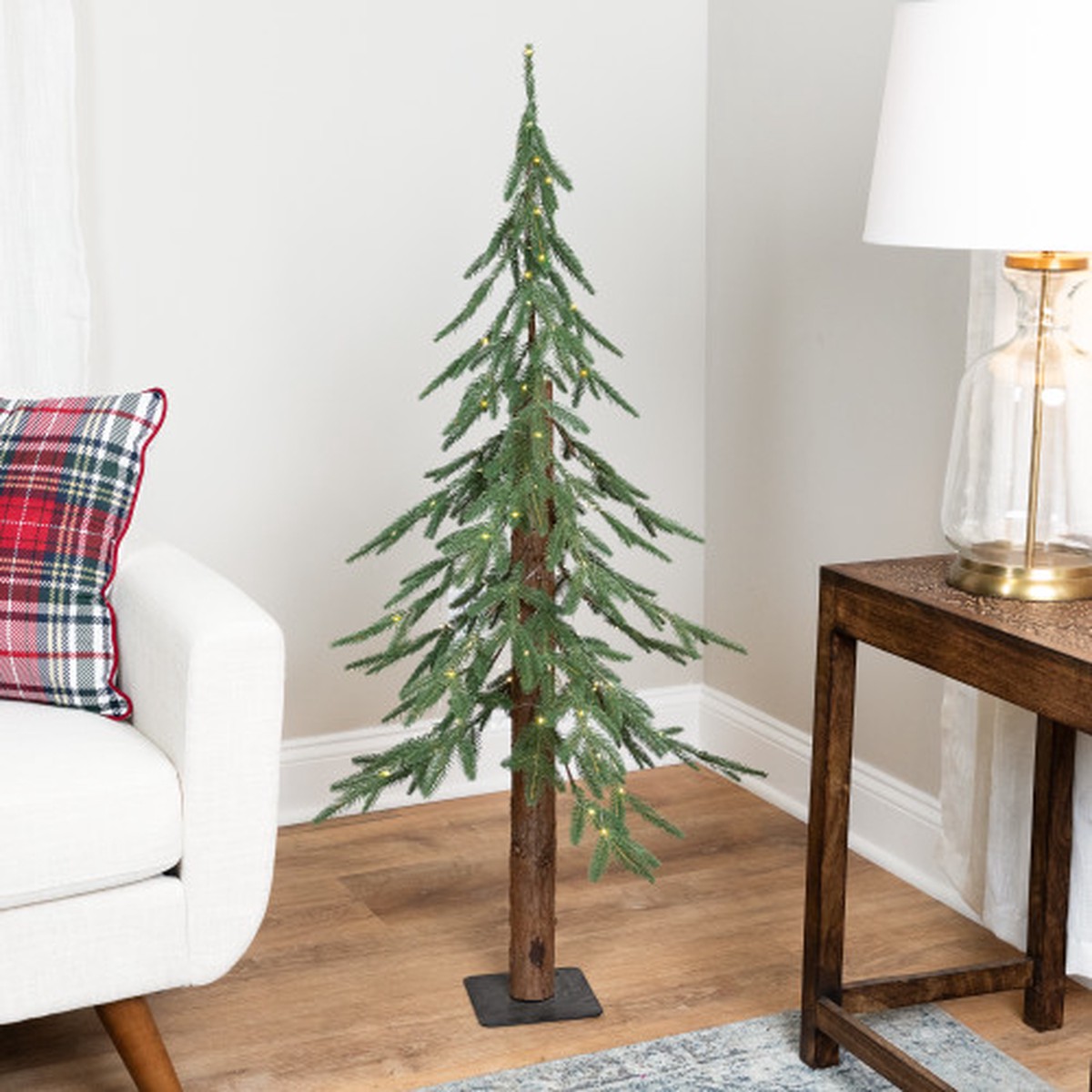 Real Touch Pre-Lit Medium Alpine Artificial Christmas Tree – 4′ – Clear LED Lights
