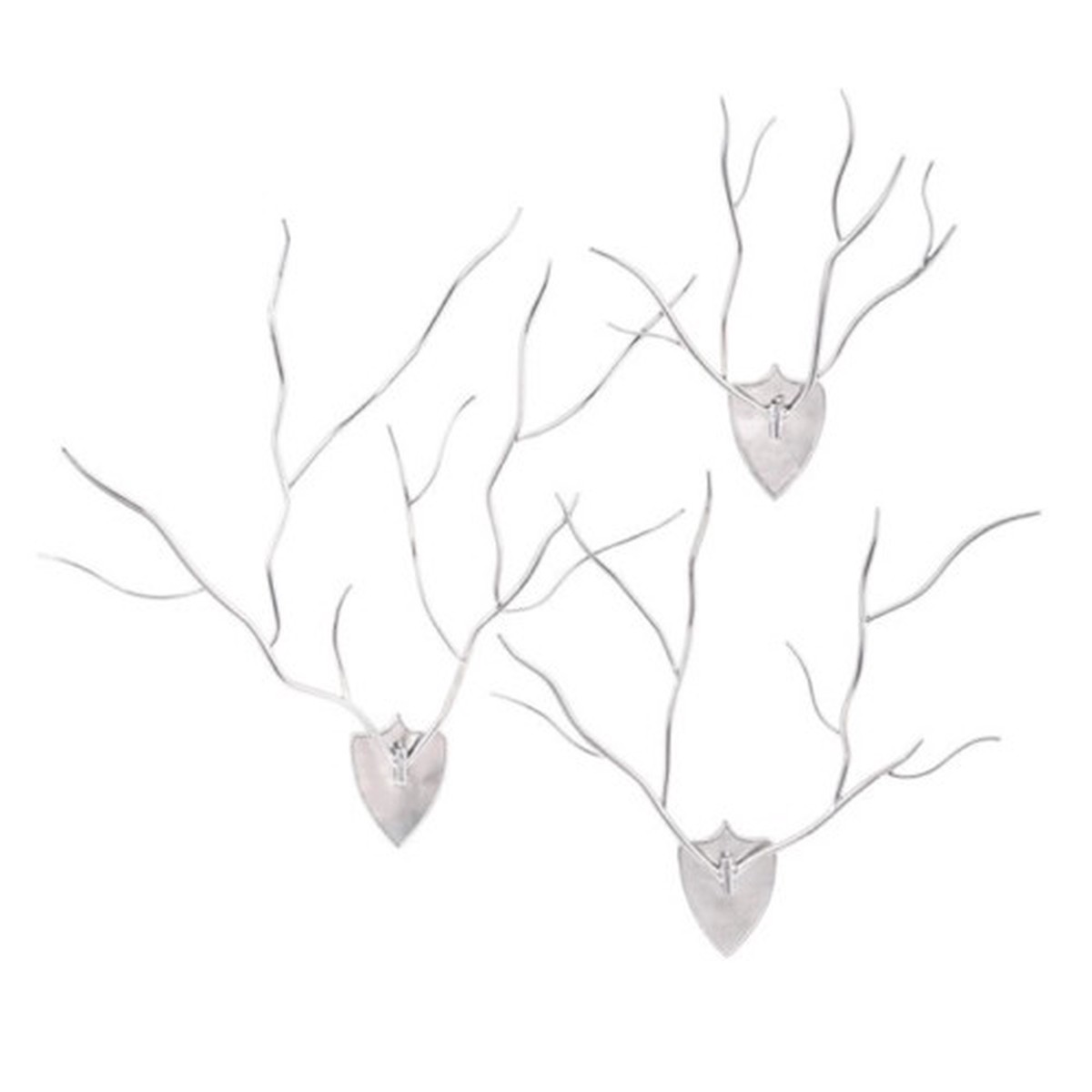 Set of 3 Metallic Gray Contemporary Chic Spaces Wall Antlers, 30″