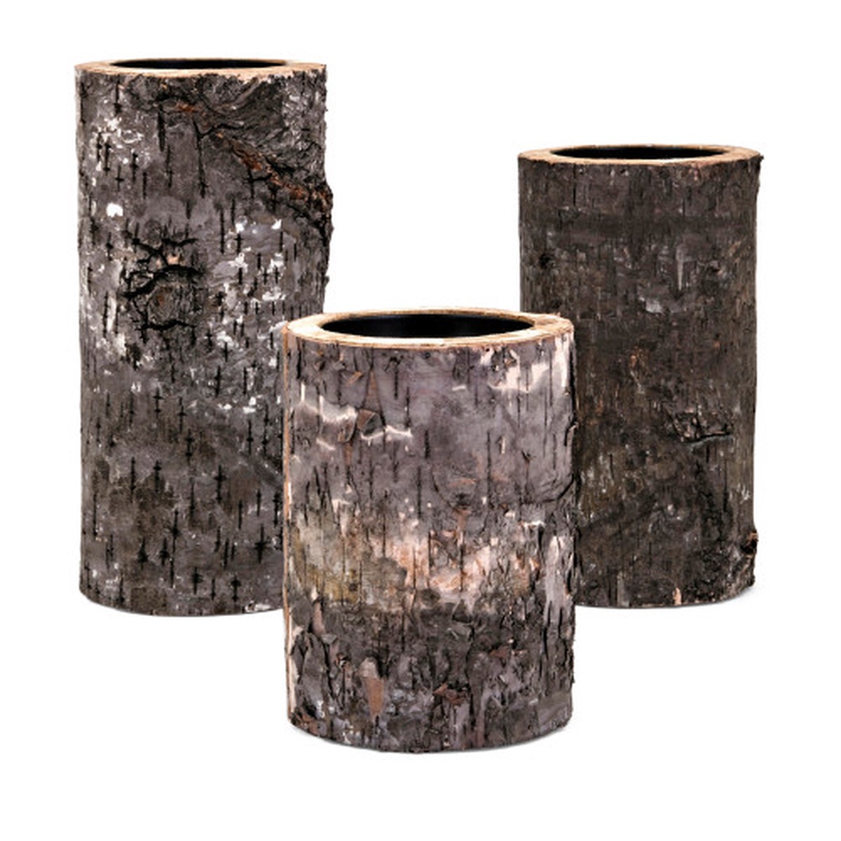Set of 3 Wooden Brown with Rustic Finish Decorative Candle Holders 10