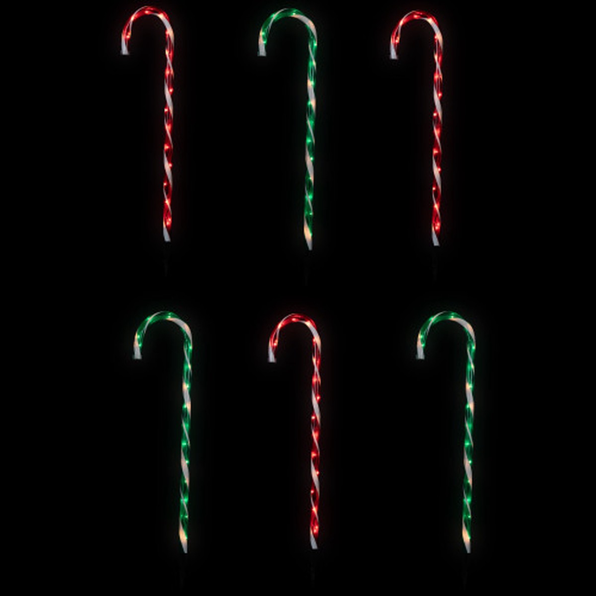 28″ Lighted Outdoor Christmas Candy Cane Pathway Markers – Red and Green – Set of 6