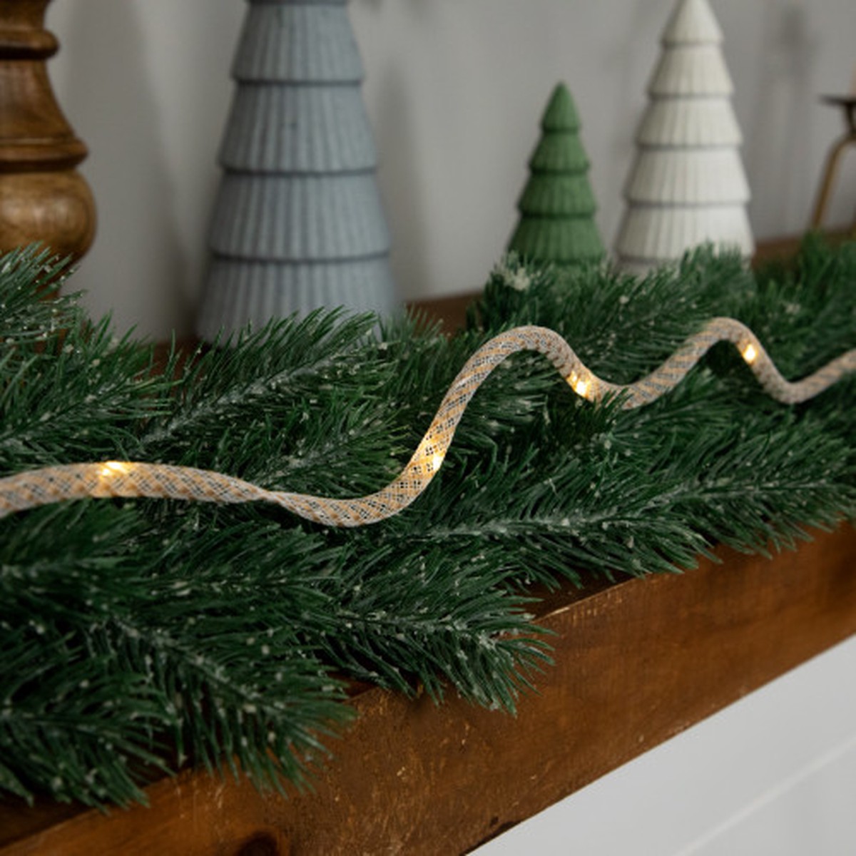 6.75′ x .25″ Pre-Lit Battery Operated Rope Christmas Garland – Warm White Lights