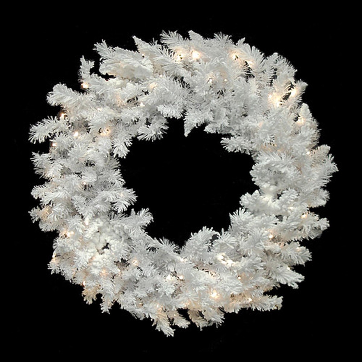 60″Pre-Lit LED Flocked Spruce Christmas WreathWarm Clear Lights