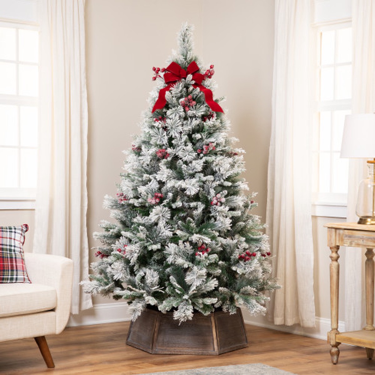 Real Touch Heavily Flocked Whittaker Spruce Full Artificial Christmas Tree – 6.5′ -Unlit