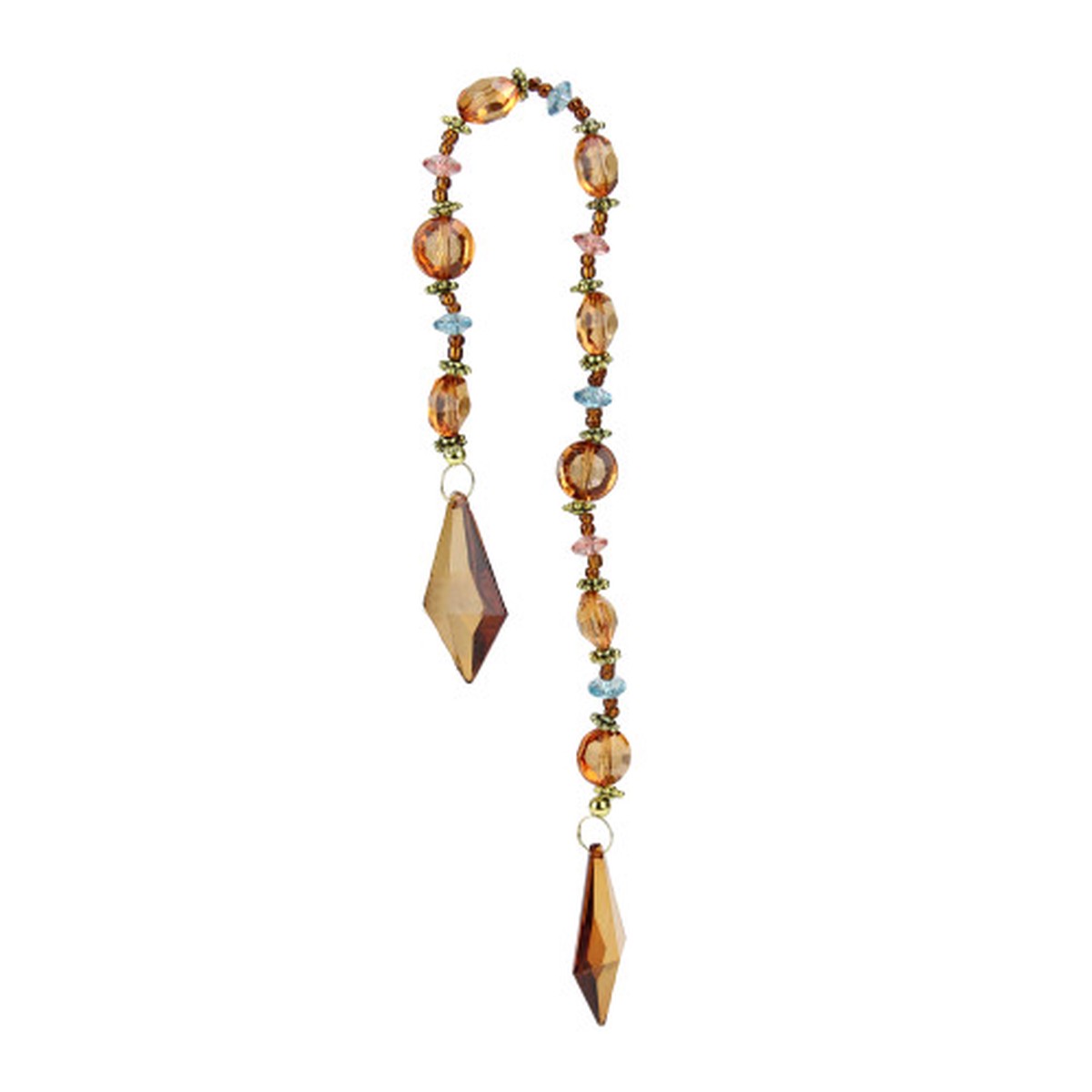 17″ Amber and Blue Beaded Diamond Christmas Drop Ornament