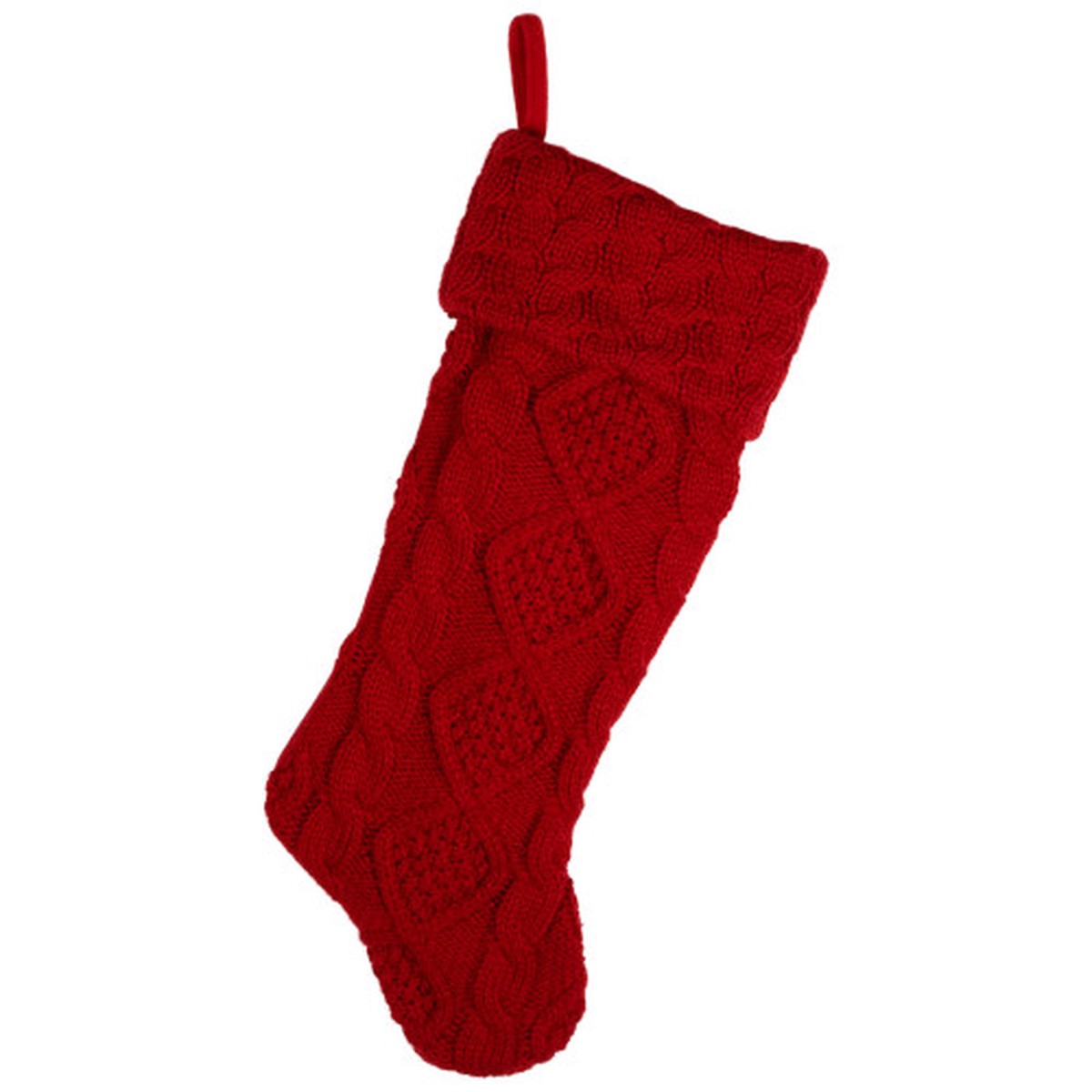 Cable Knit Christmas Stocking with Cuff – 21.5″ – Red