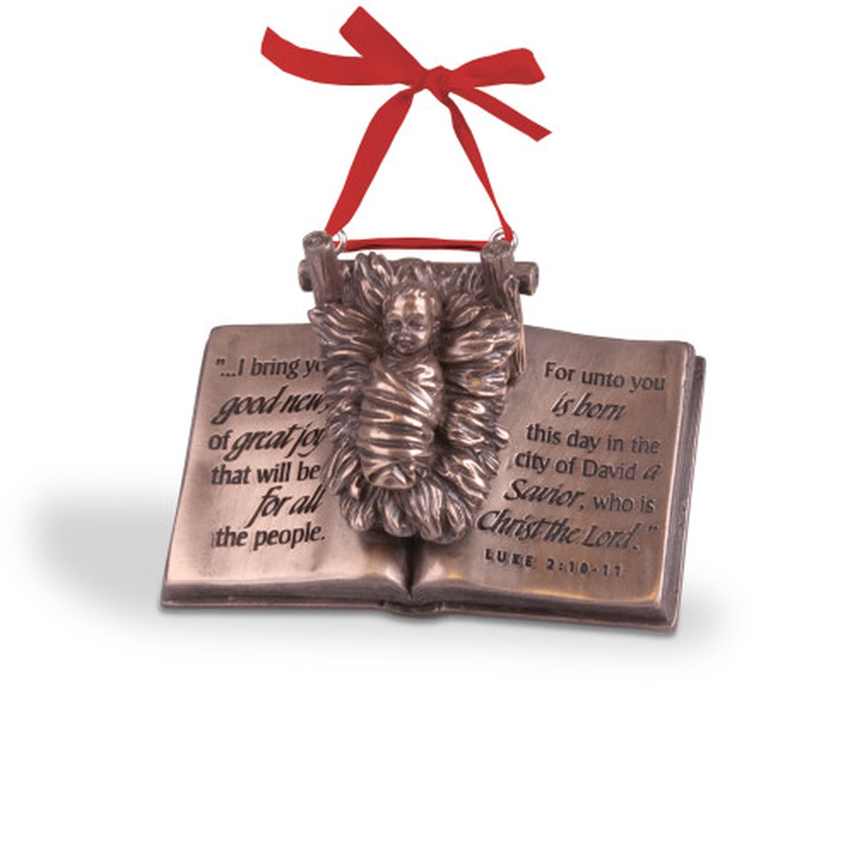 Embossed The Word Baby Jesus Christmas Ornament – 3.5″ – Bronze