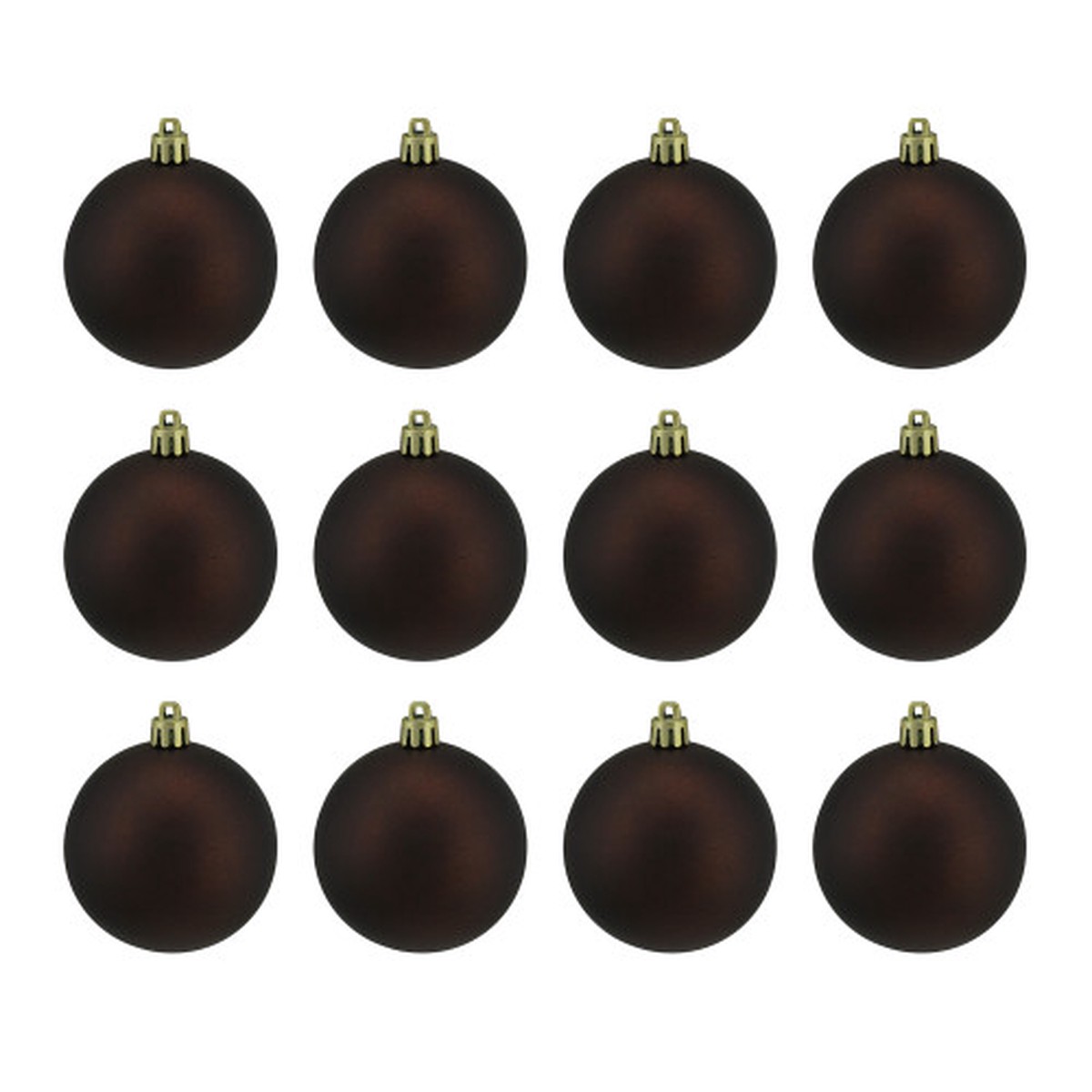 UV Resistant Shatterproof Christmas Ball Ornament – 2.75″ (70mm) – Matte Brown – 12ct