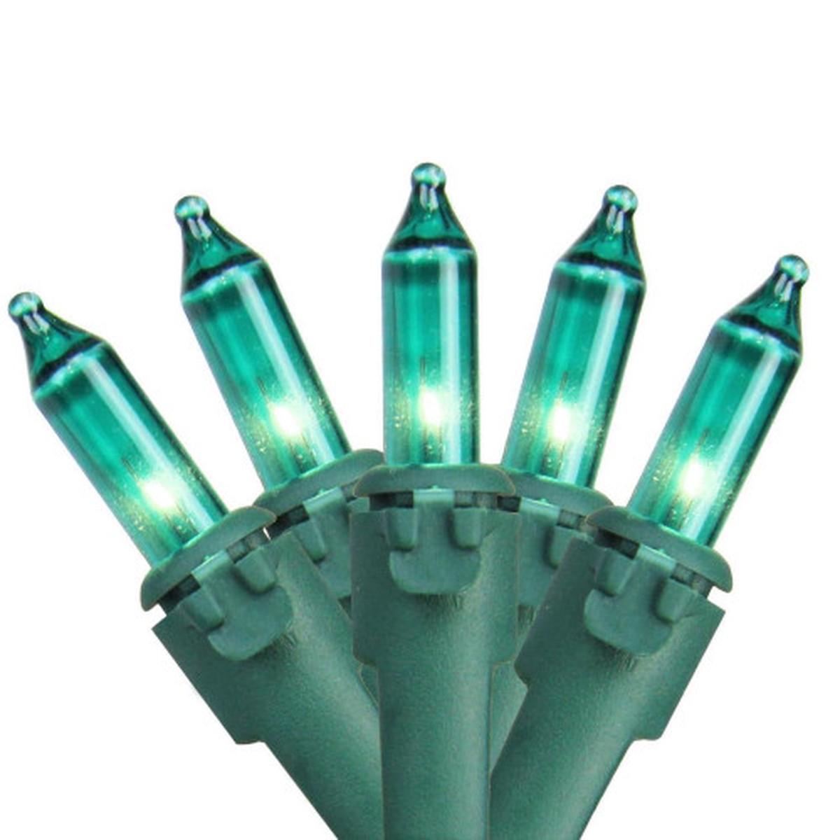 100-Count Teal Mini Christmas Light Set, 49.6ft Green Wire
