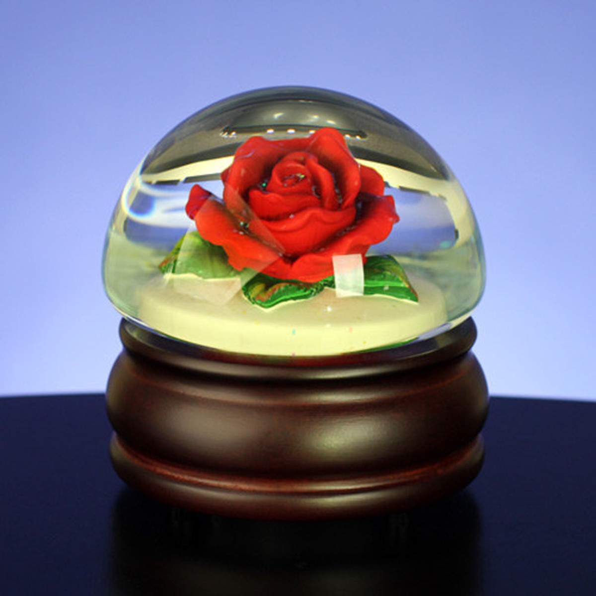 4″ Musical Red Rose Mushroom Water Globe Glittering Snow Dome