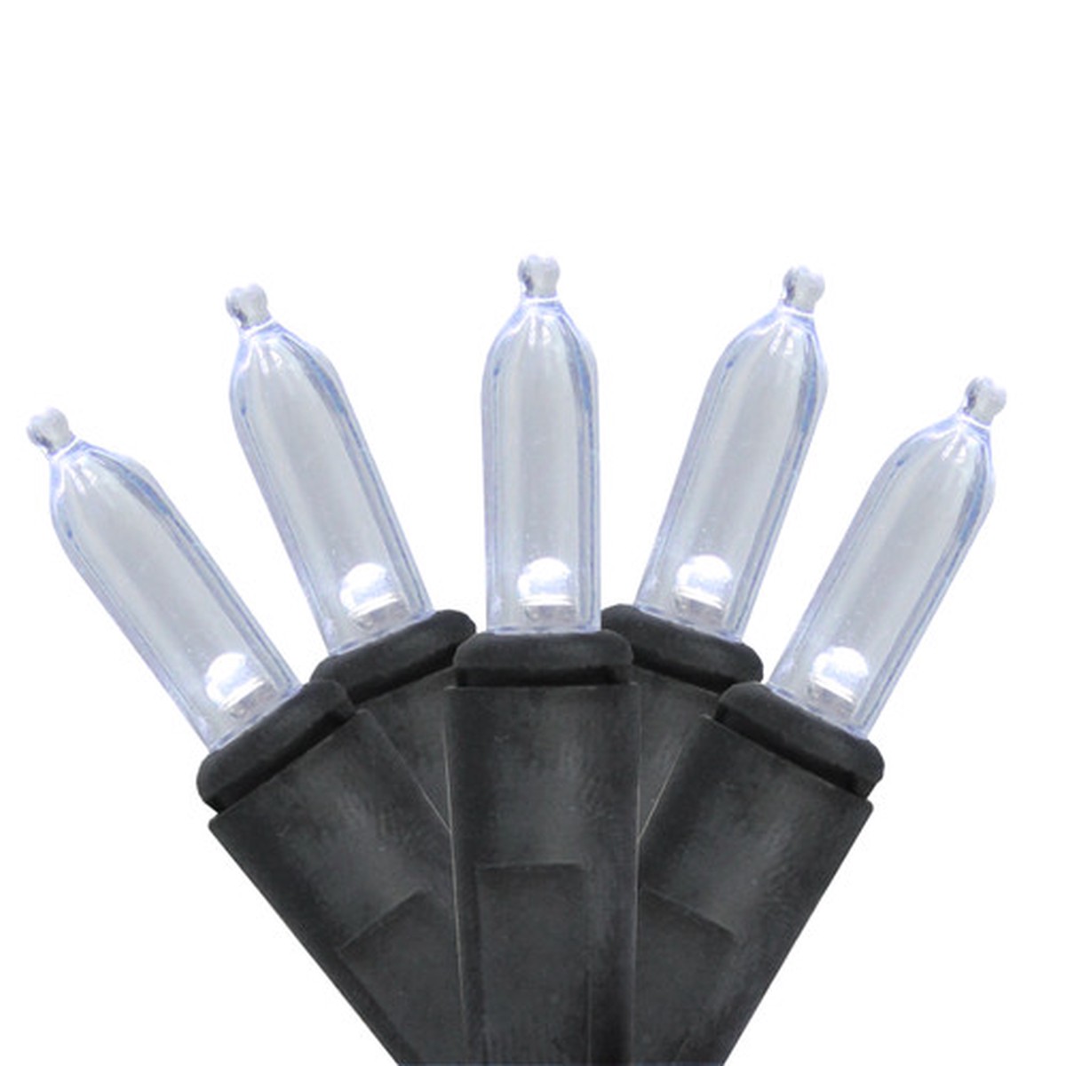 LED Christmas Lights – Cool White – 4″ Spacing – Black Wire – 60ct