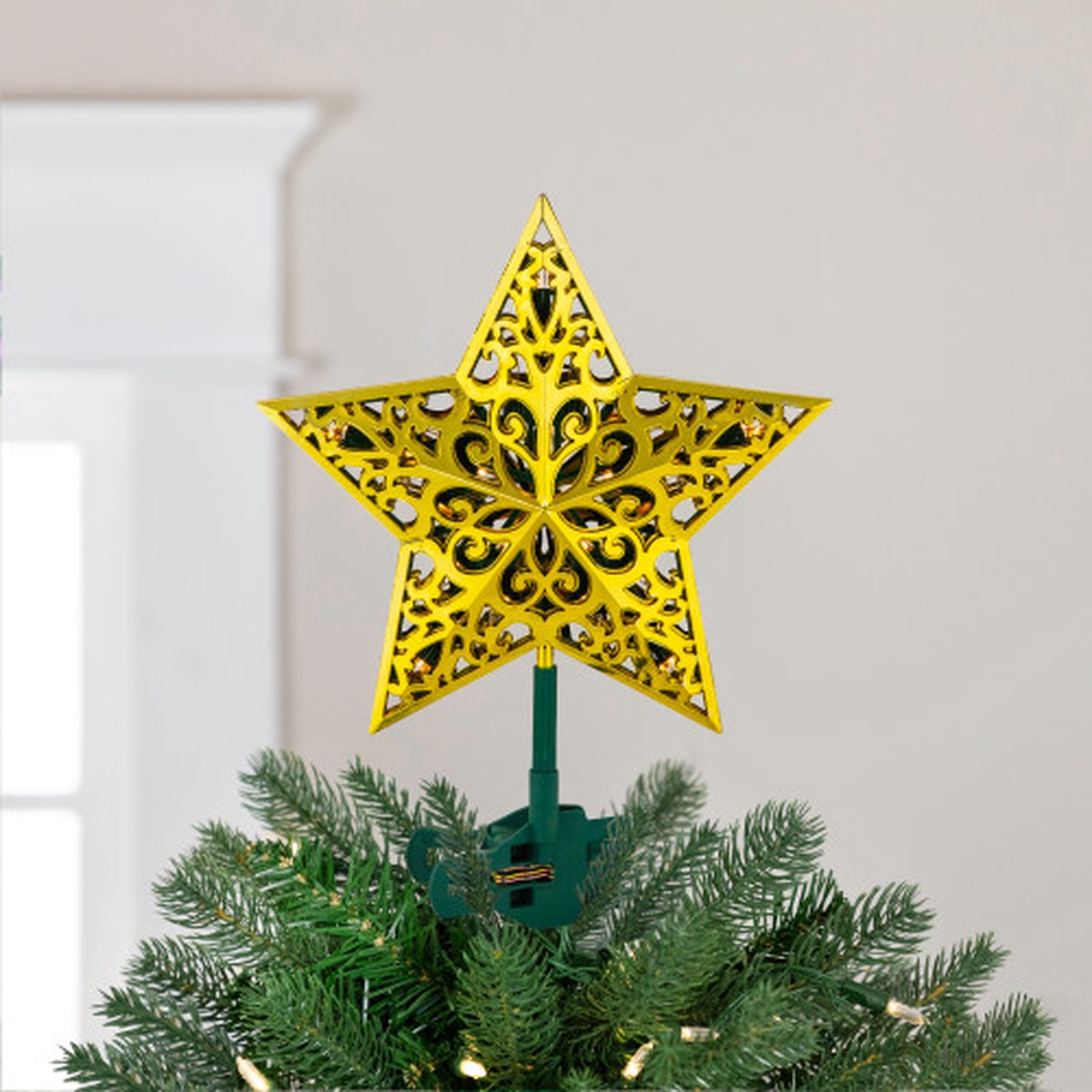 LED Lighted Star Christmas Tree Topper – 9.5″ – Gold