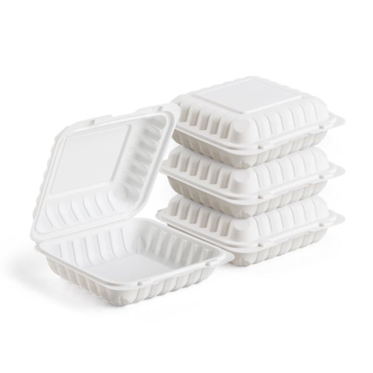 250-Count Single Compartment Hinged White Take Out Containers – 6″