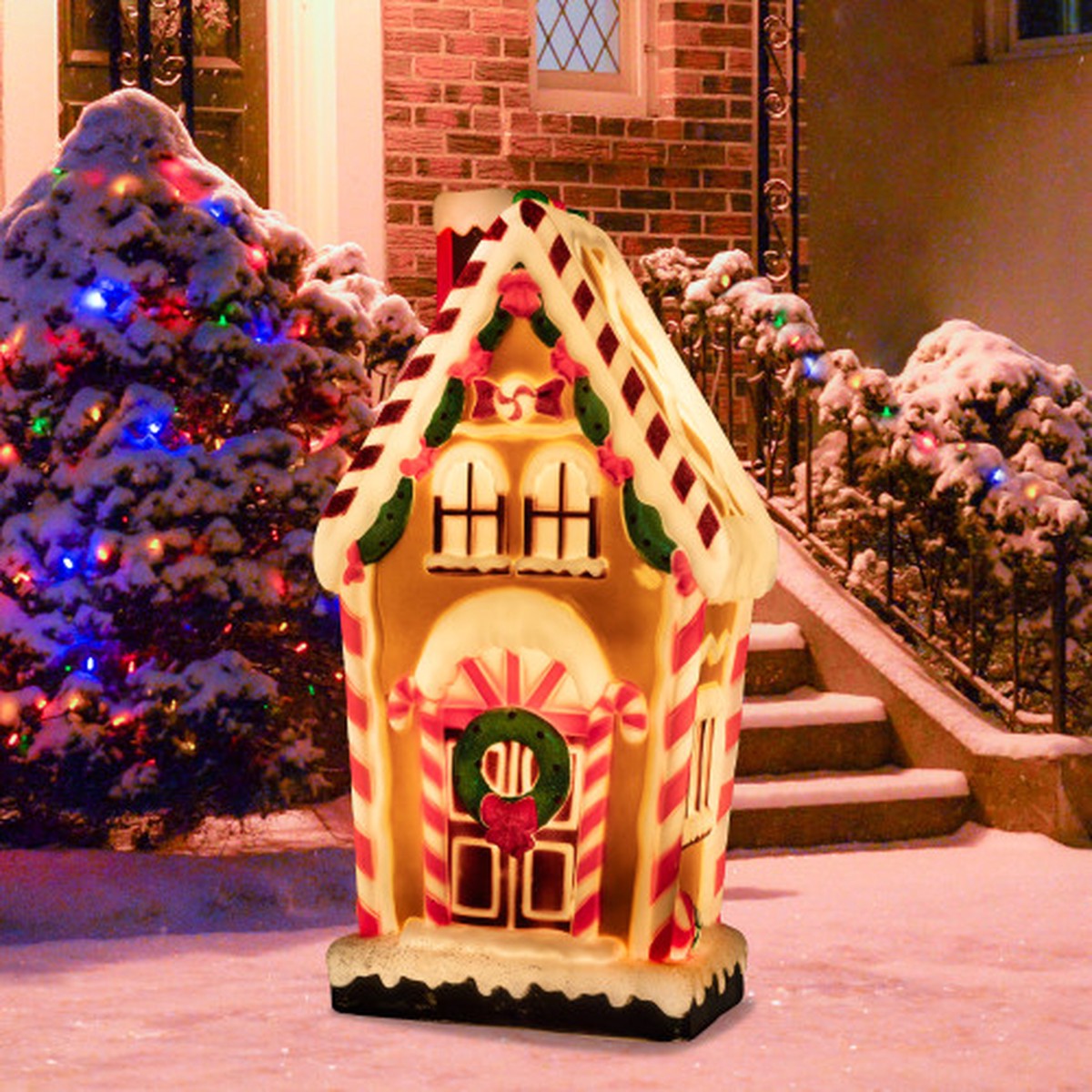 36 Lighted Blow Mold Gingerbread House Outdoor Christmas Decoration