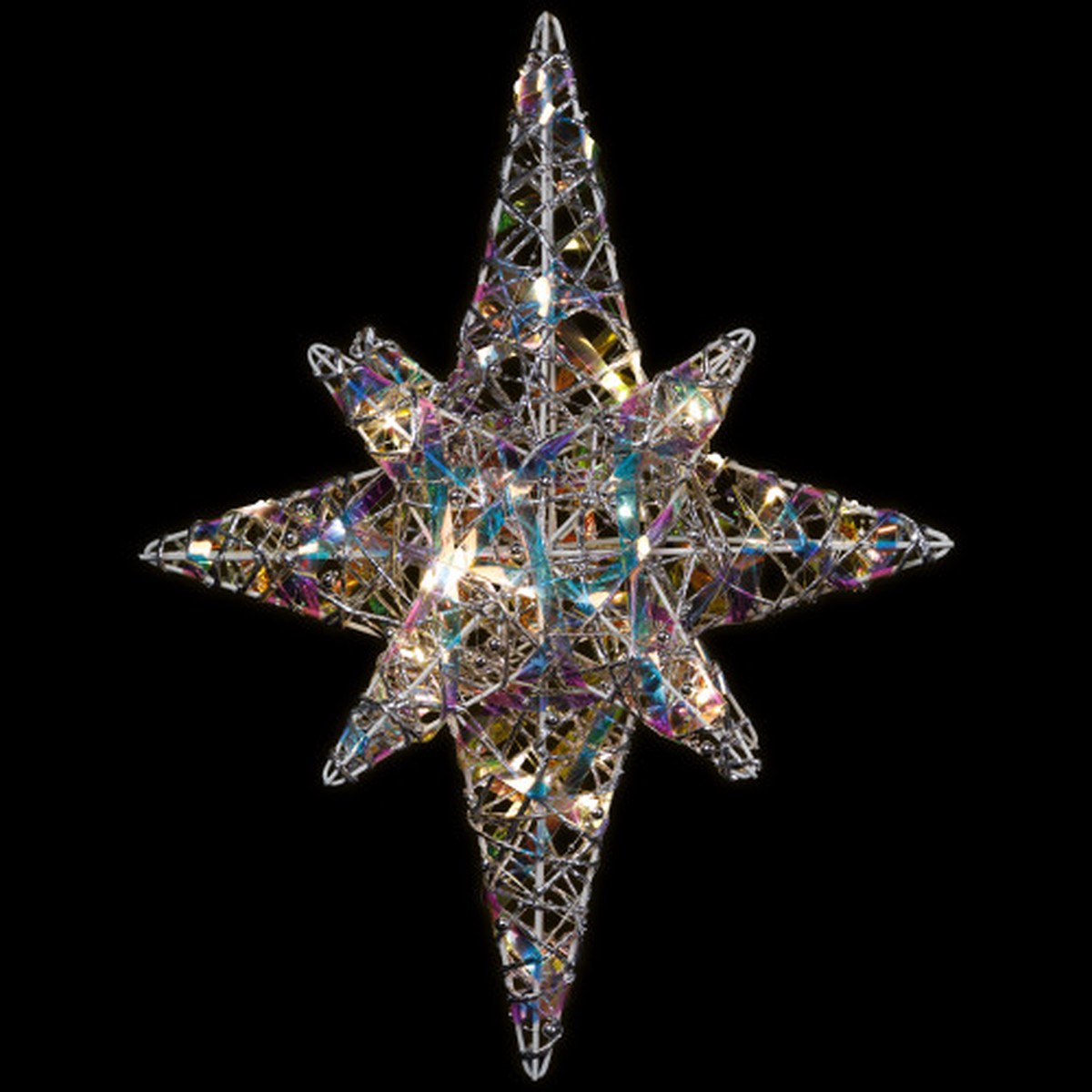 3D Lighted Iridescent Beaded Bethlehem Star Outdoor Christmas Decoration – 20″