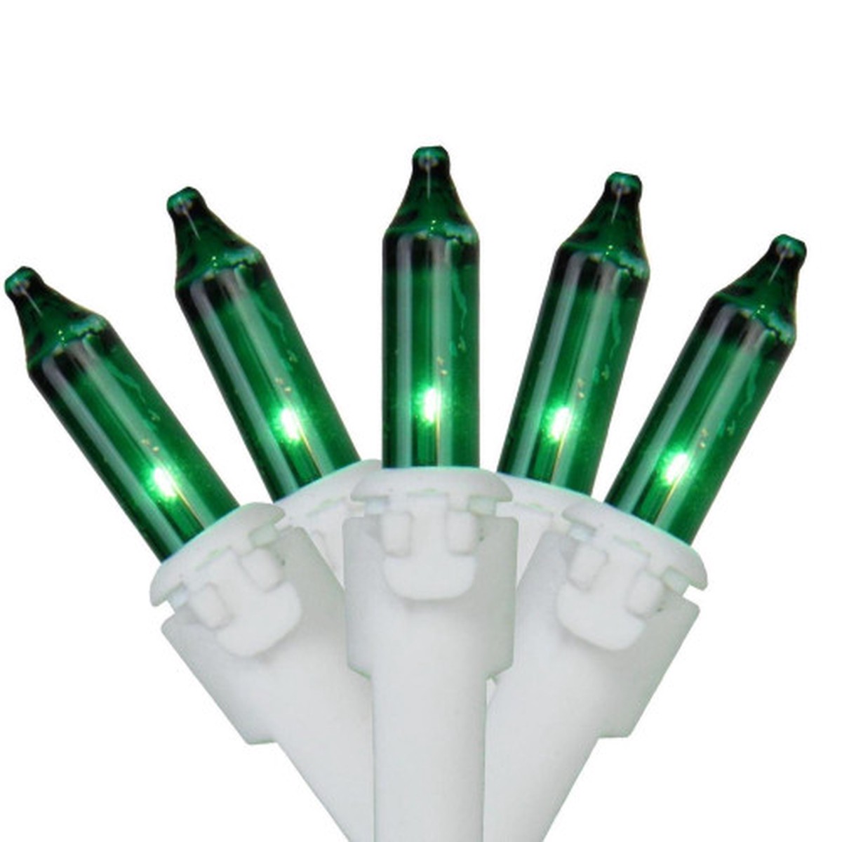50-Count Green Mini Christmas Light Set, 24.6ft White Wire