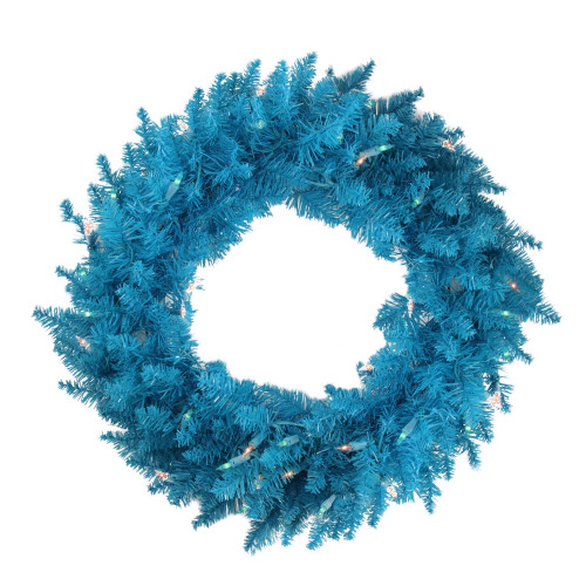 Pre-Lit Sky Blue Ashley Spruce Christmas Wreath - 48-Inch, Blue Lights