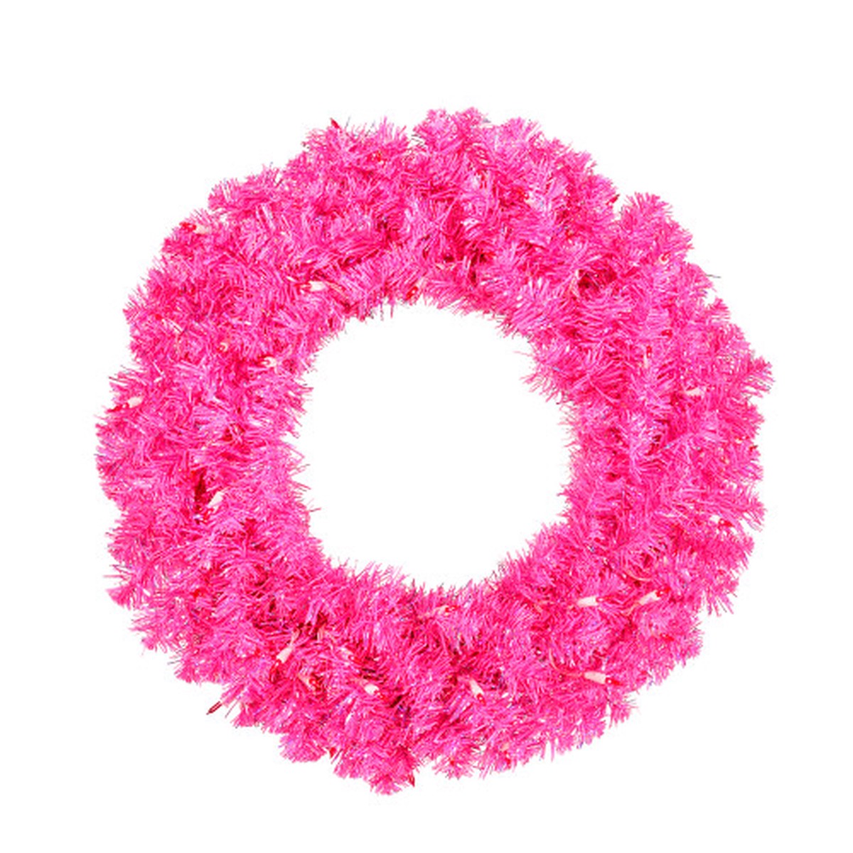 Pre-Lit Sparkling Pink Wide Cut Artificial Christmas Wreath - 30-Inch, Pink Lights