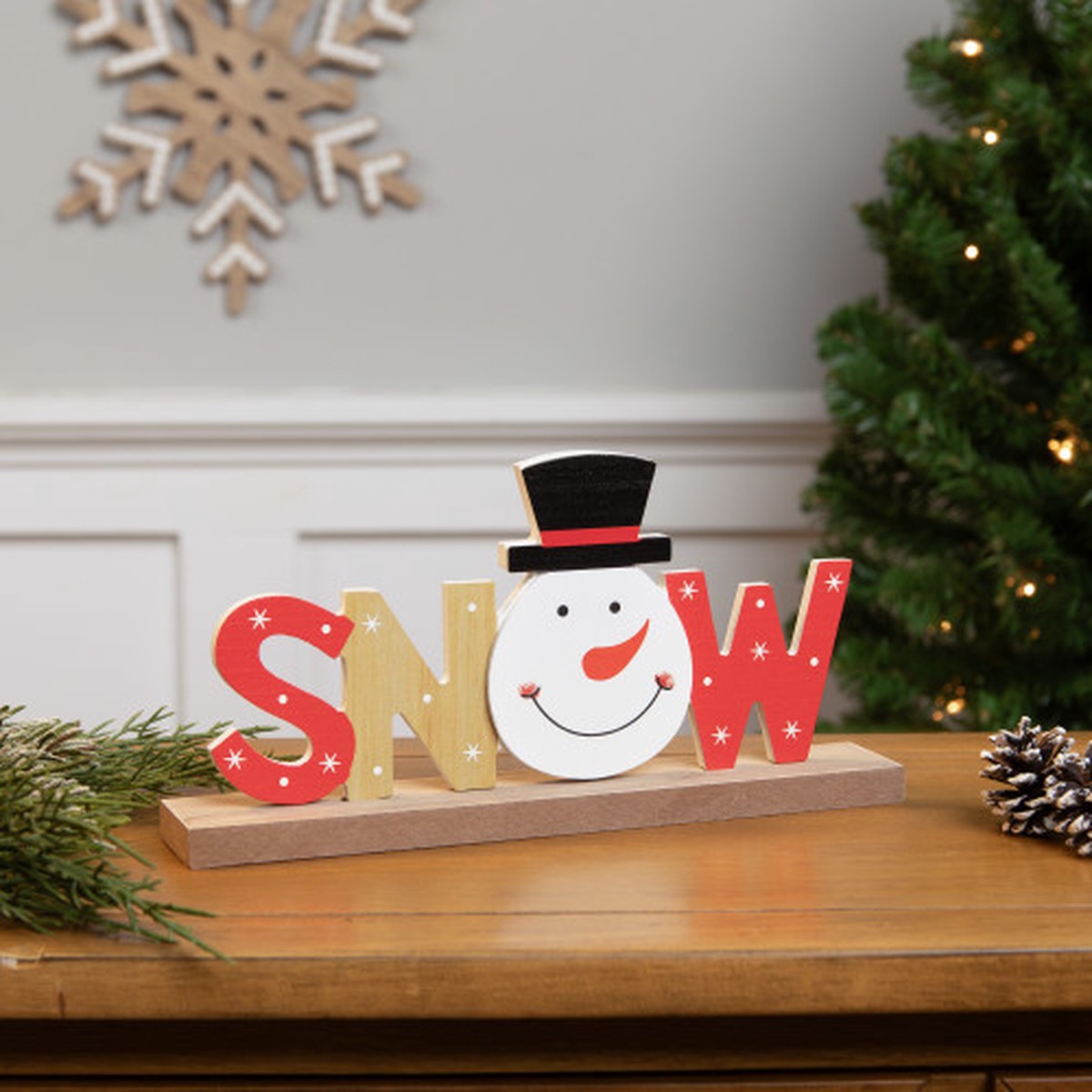 Wooden Snowman Tabletop Christmas Sign – 9.5″