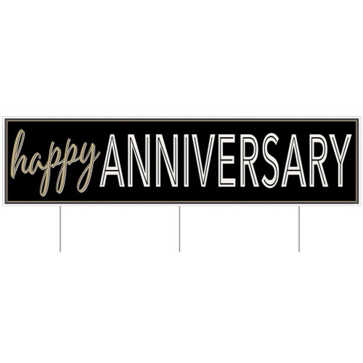 19″ Black and White Happy Anniversary Yard Sign