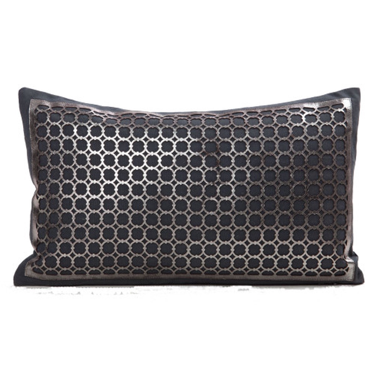 20″ Black and Silver Decorative Cushion – Feather and Down Filler