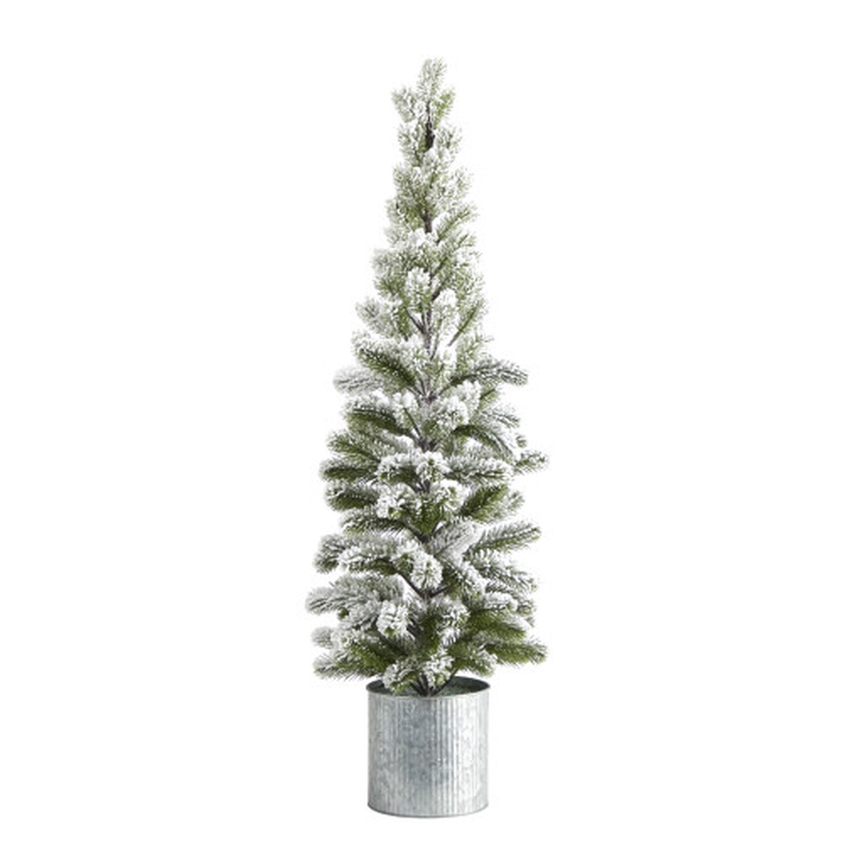 3 Potted Flocked Pine Artificial Christmas Tree, Unlit