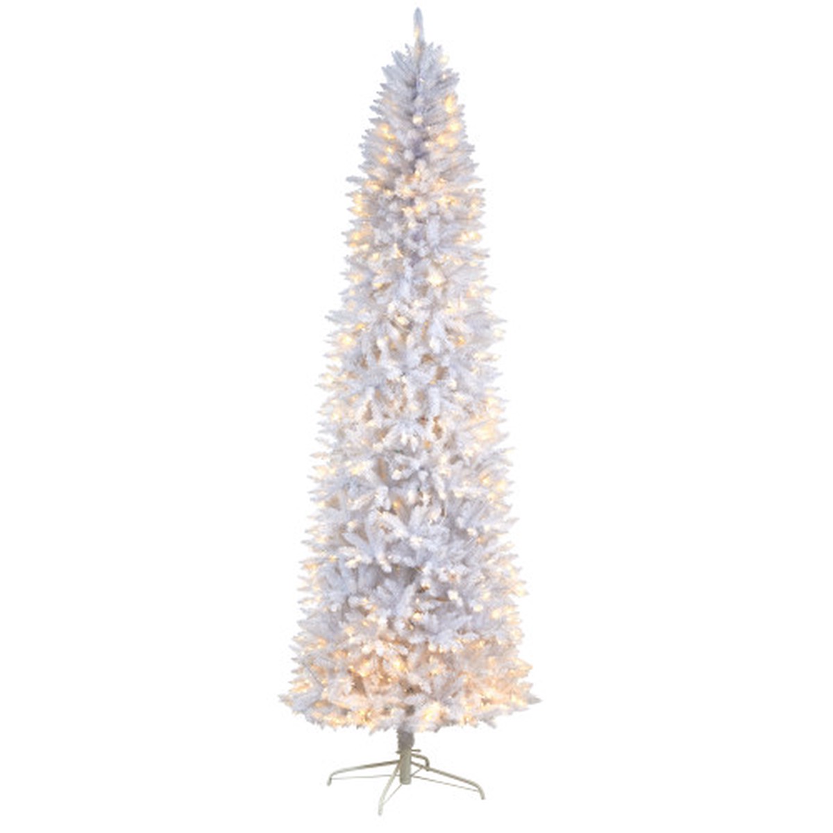 9 Pre-Lit Slim White Artificial Christmas Tree, Clear Lights