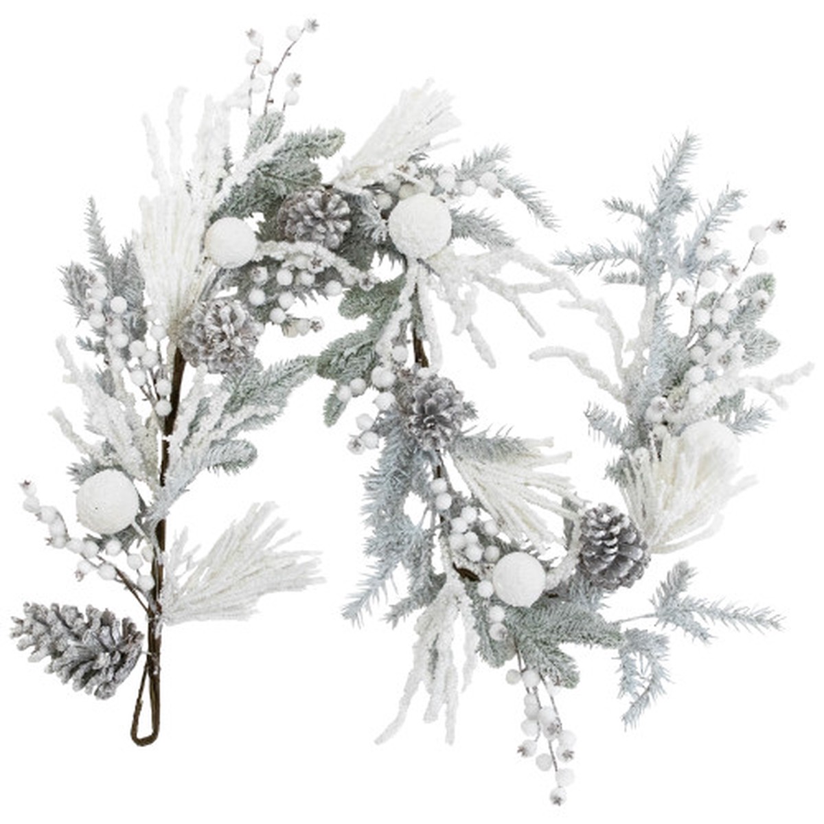 Flocked Pinecones and Berries Artificial Pine Christmas Garland – 6′ x 8″ – Unlit