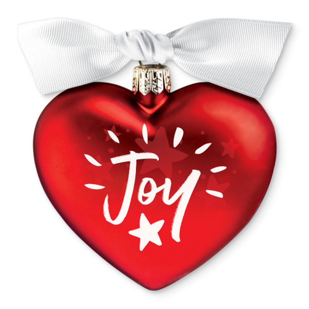Heart Shaped Joy Christmas Ornament – 3.5″ – Red and White