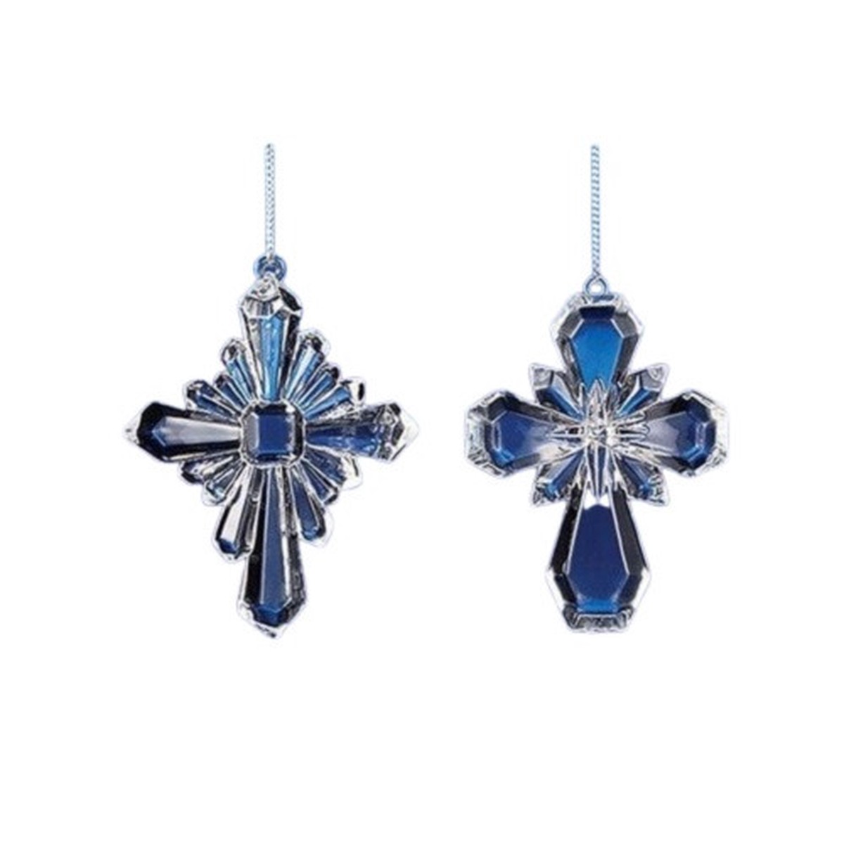 Icy Crystal Religious Cross Christmas Ornaments – 2.5″ – Club Pack of 12