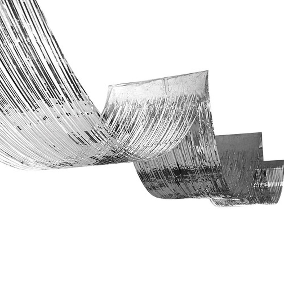 1-Ply Metallic Fringe Ceiling Curtains – 16′ – Silver – Club Pack of 12
