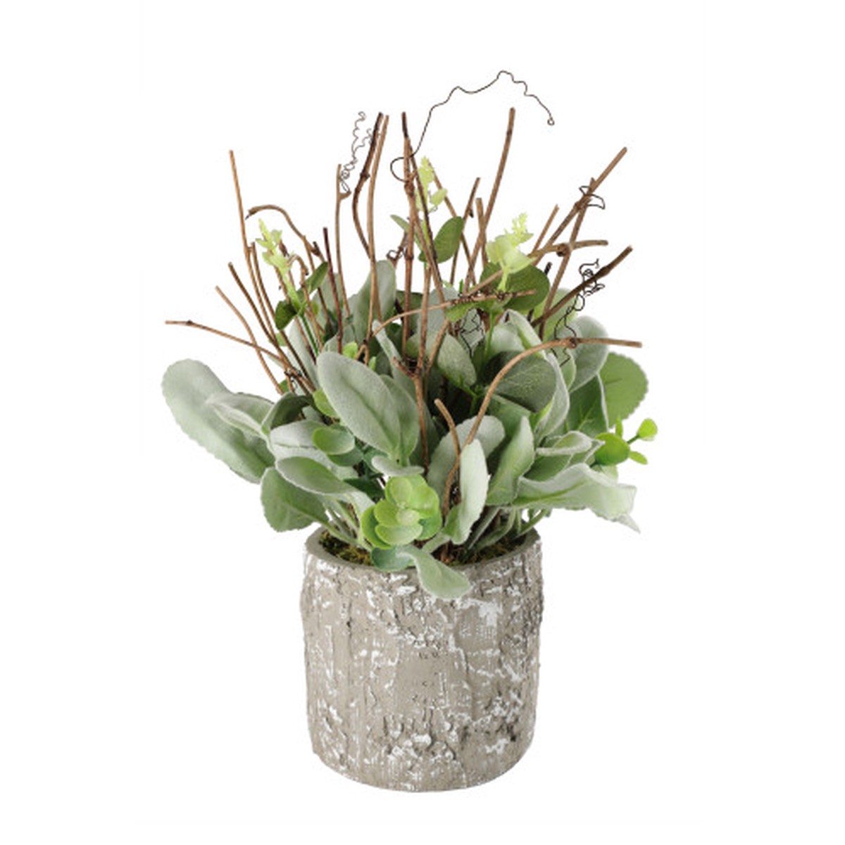 11″ Potted Artificial Lambs Ear Plant with Twig