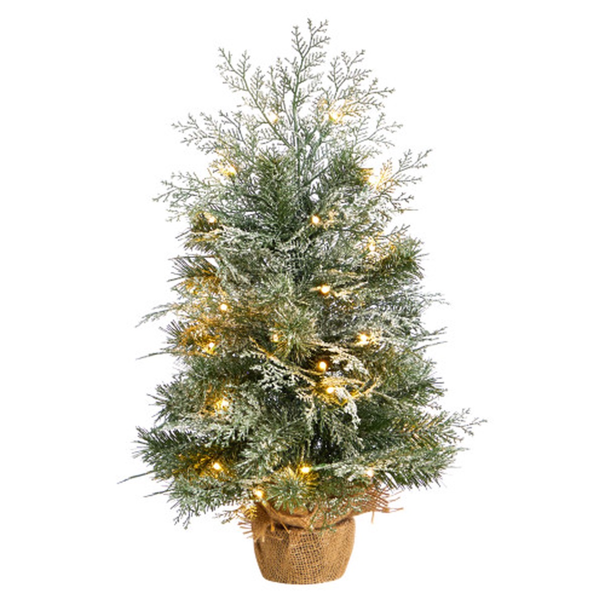 2 Pre-Lit Frosted Mini Artificial Christmas Tree, LED Lights