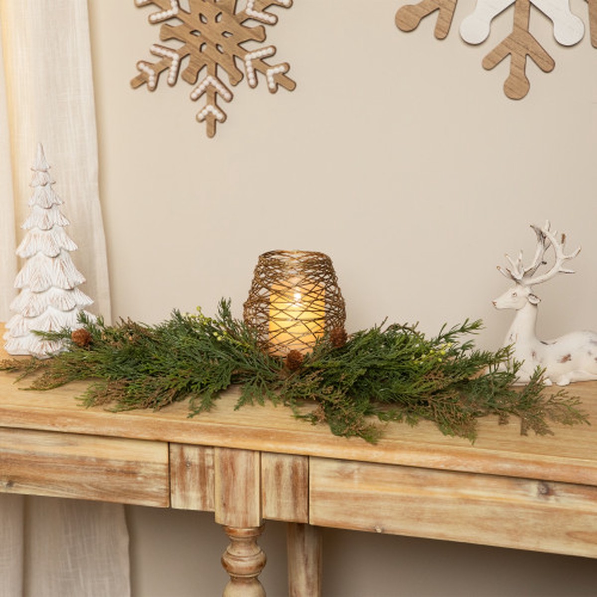 29.5″ Berry and Pinecone Sand Dusted Pine Christmas Table Centerpiece – Unlit