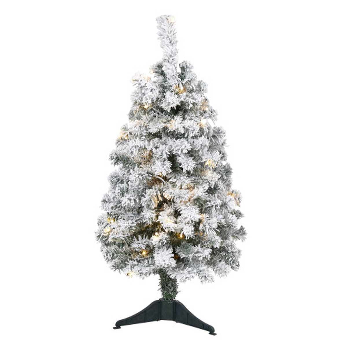 3′ Pre-Lit Rock Spruce Flocked Artificial Christmas Tree, Clear LED Lights