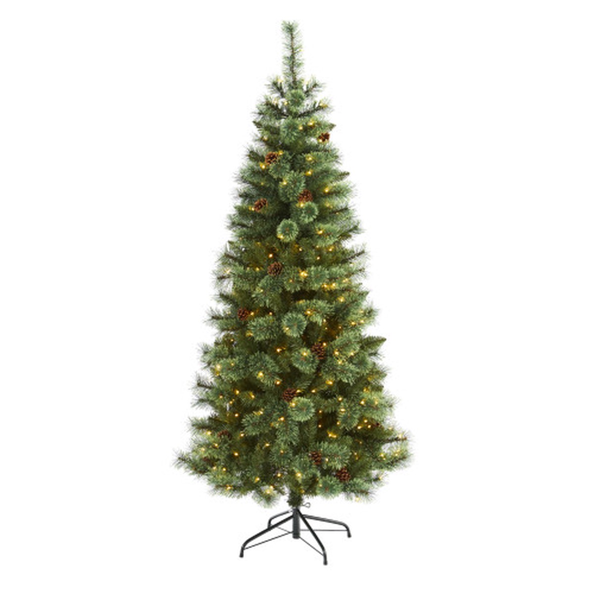 6 Pre-Lit Mountain Pine Artificial Christmas Tree, Warm Clear LED Lights