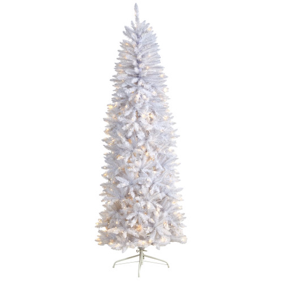7 Pre-Lit Slim White Artificial Christmas Tree, Warm Clear LED Lights