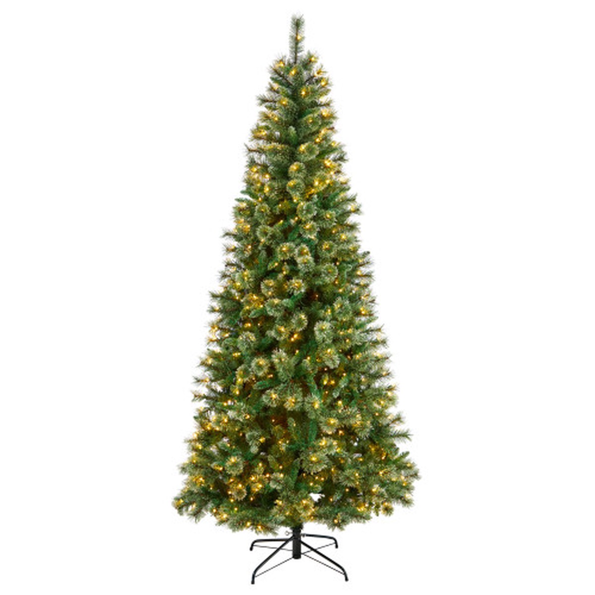 8 Pre-Lit Wisconsin Slim Snow Tip Pine Artificial Christmas Tree, Clear LED Lights