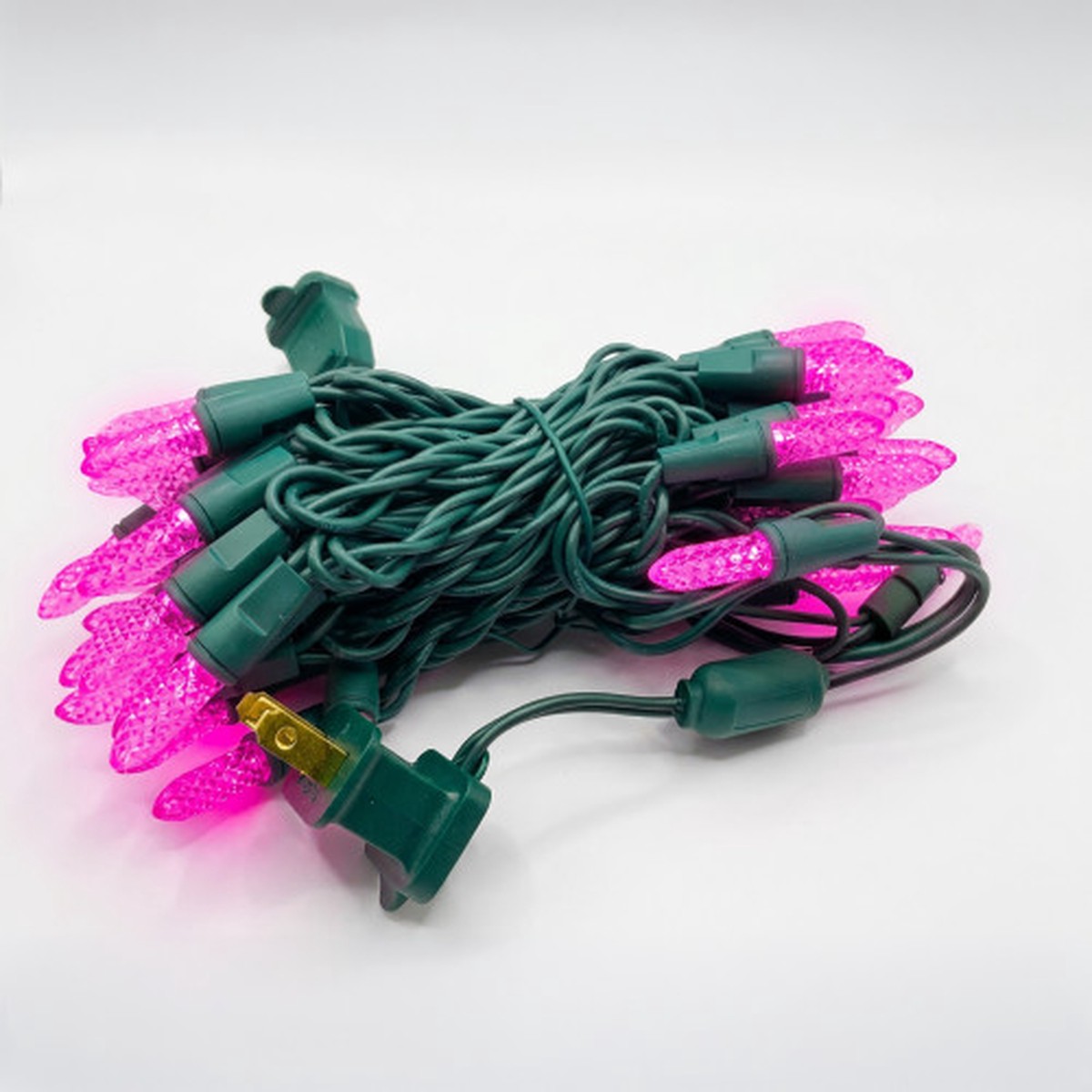 LED Single Mold M8 Mini Christmas Lights – Pink – 17′ Green Wire – 50ct
