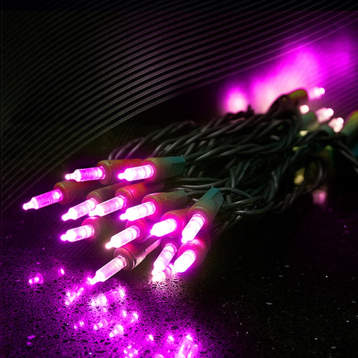 LED T5 Mini Christmas Lights – Pink – 17′ Green Wire – 50ct