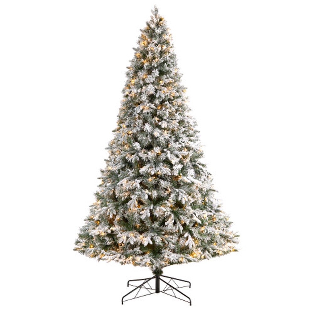 Pre-Lit Flocked Vermont Mixed Pine Artificial Christmas Tree - 9 - Warm White LED Lights