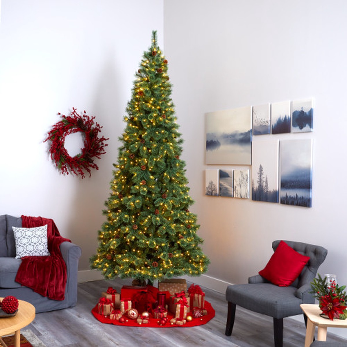 Pre-Lit Mountain Pine Slim Artificial Christmas Tree - 10' - Clear LED Lights