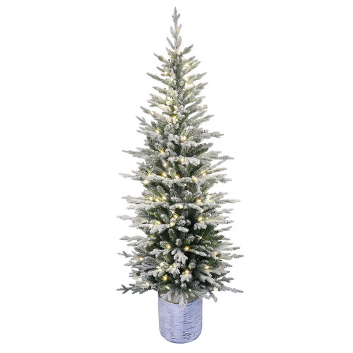 Pre-lit Potted Flocked Arctic Fir Christmas Tree – 7.5 – Warm White Lights