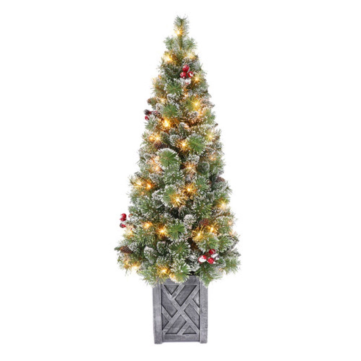 Pre-lit Potted Vancouver Pine Artificial Christmas Tree – 5 – Clear Lights