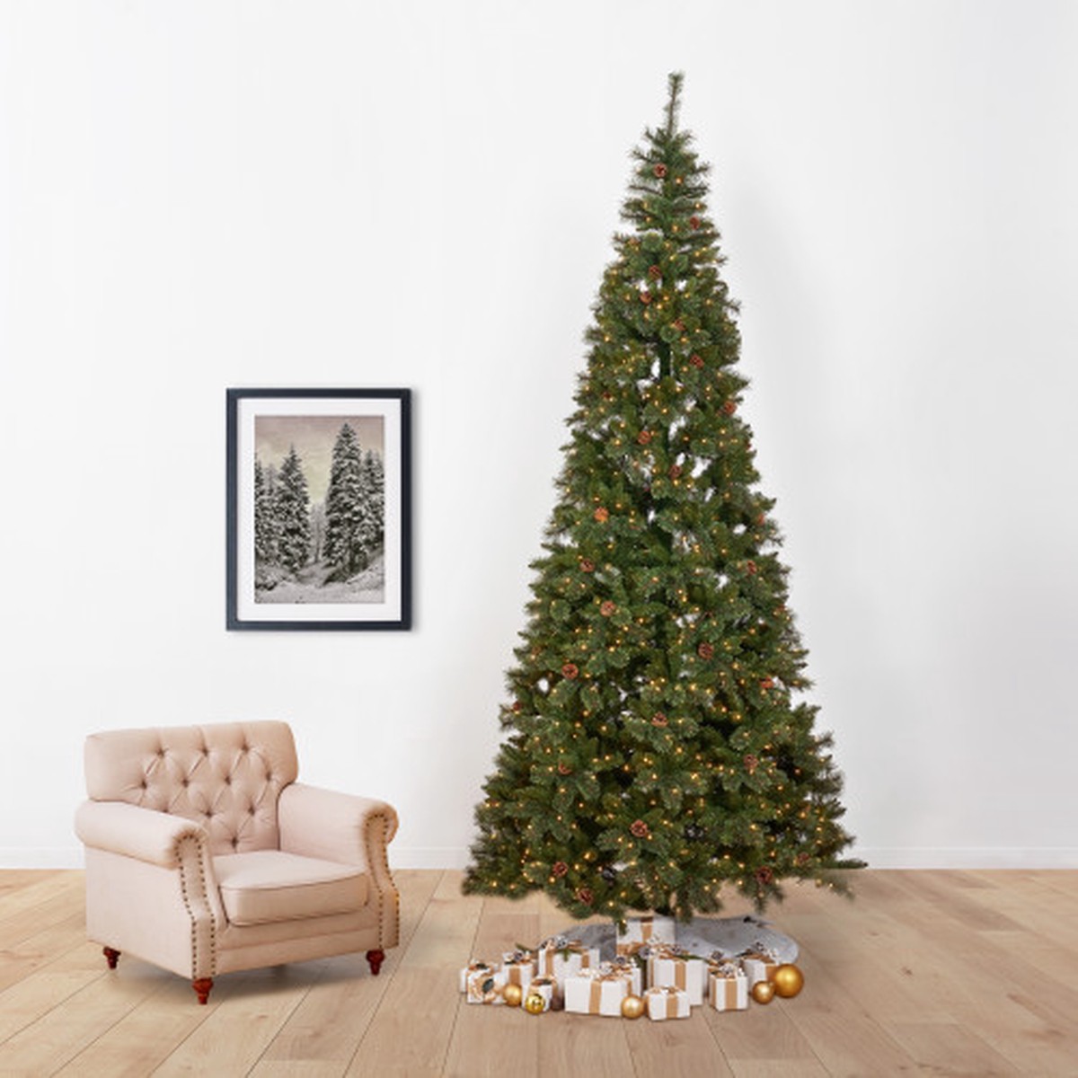 Pre-Lit Slim Mountain Pine Artificial Christmas Tree - 11' - Clear LED Lights